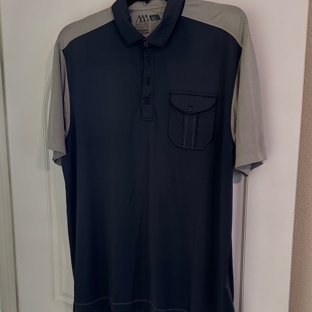 Men's Black and Gray Polo Shirt